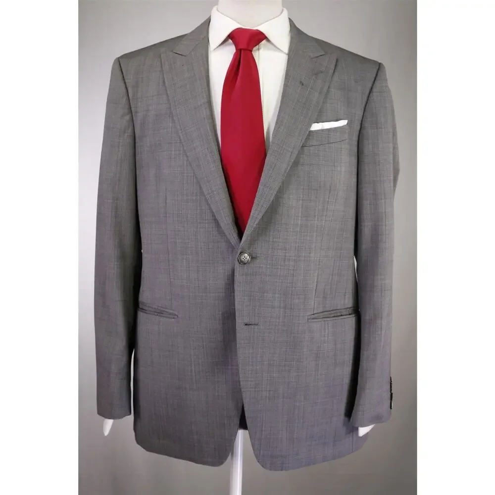 John Varvatos Gray Tic Woven Peak Lapel 2-Btn Wool Suit 42R